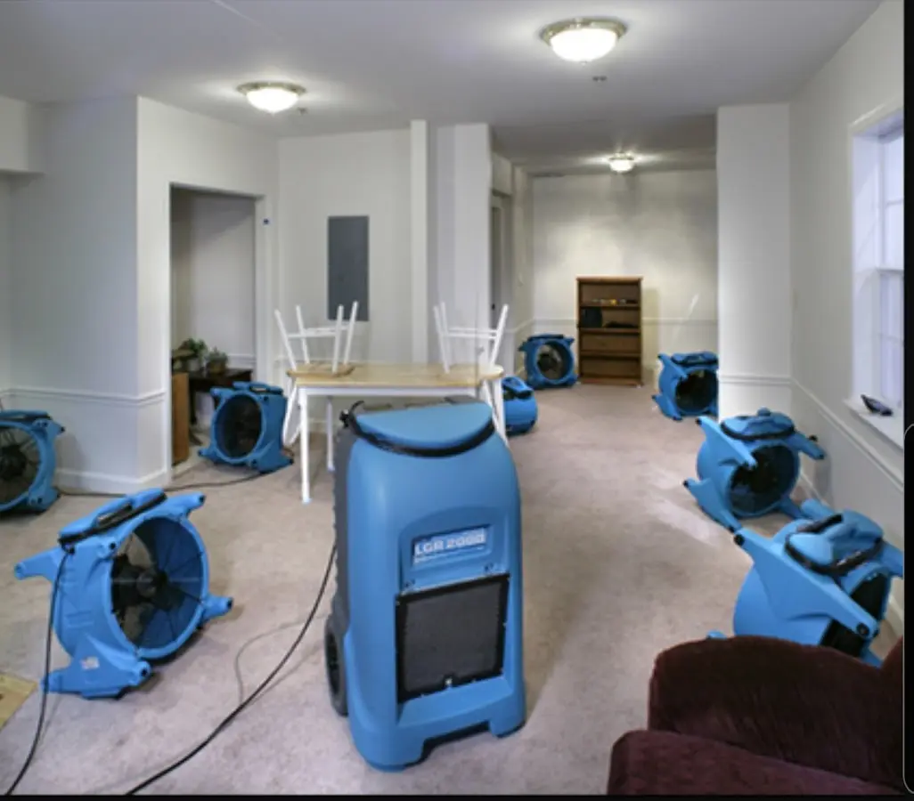 Air movers and dehumidifier setup for Water Damage Restoration in White Bear Lake